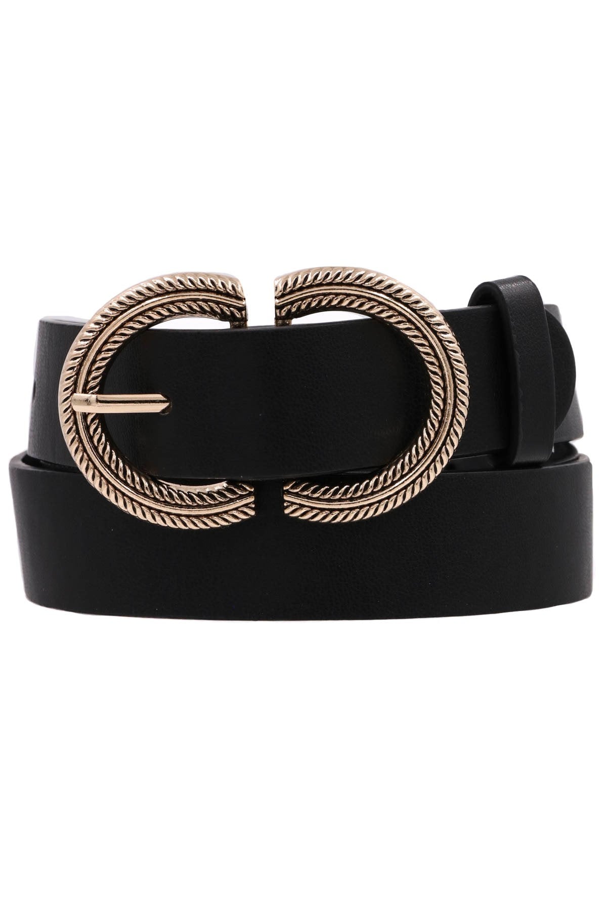 Black Texture Buckle Belt