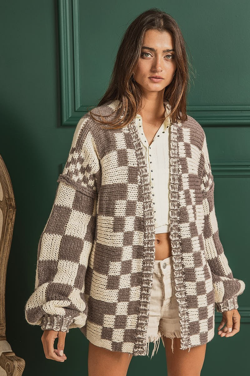 Check Chunky Cardigan – Twelve Oak Boutique