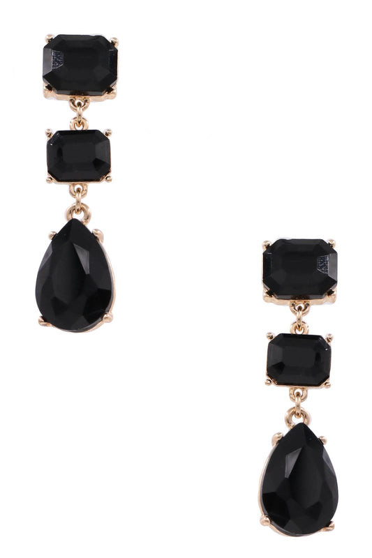 Jewel Teardrop Earrings (Black)