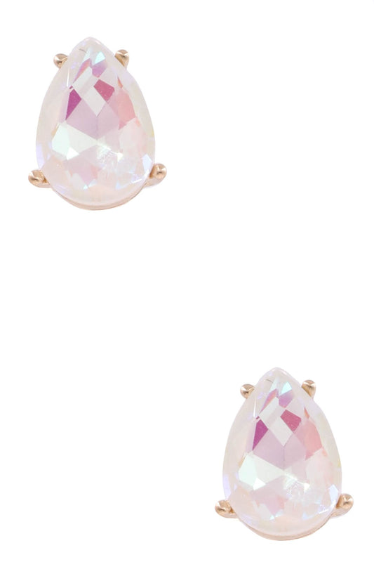 White Glass Teardrop Earrings