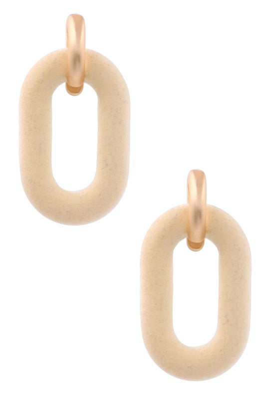 Felt Ivory Oval Earrings