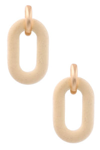Felt Ivory Oval Earrings