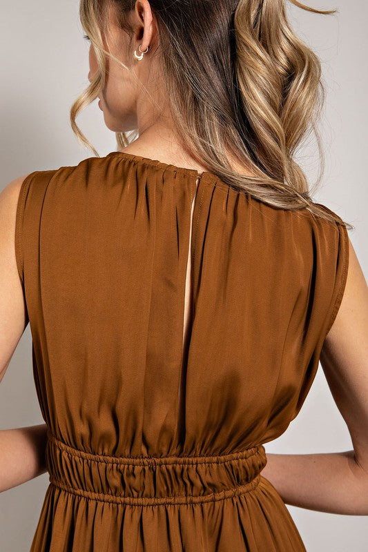 Camel Sleeveless Jumpsuit