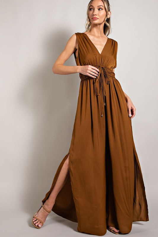 Camel Sleeveless Jumpsuit