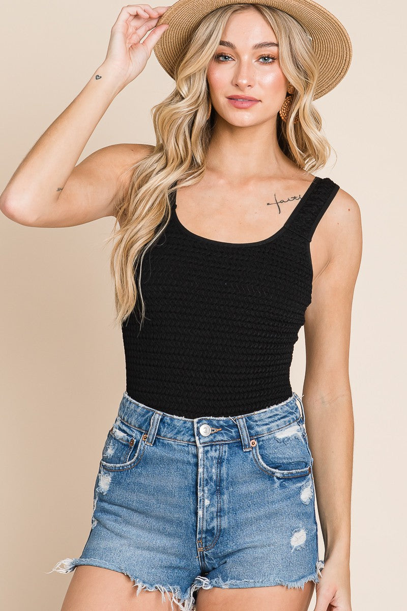 Textured Knit Padded Bodysuit