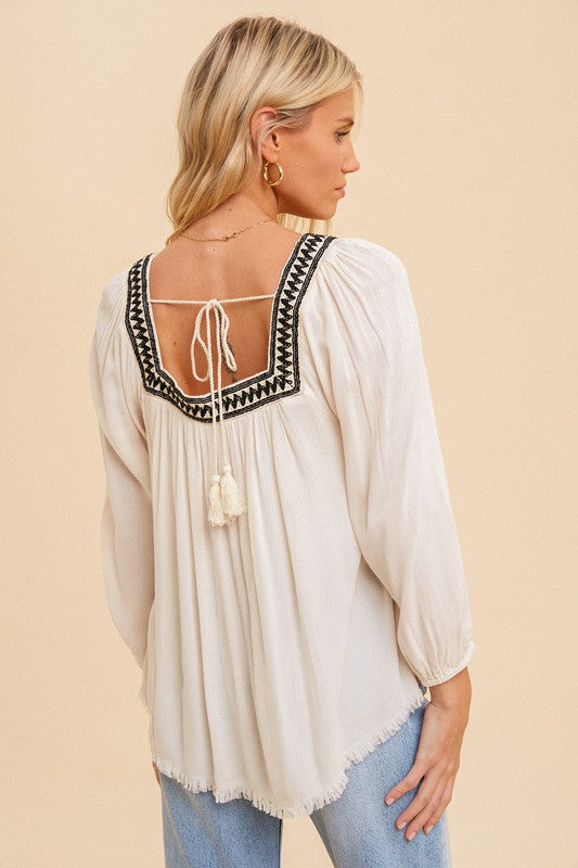 Stitch Square Neck Blouse