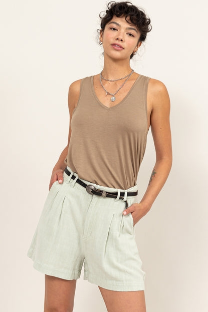 Mocha V-neck Tank