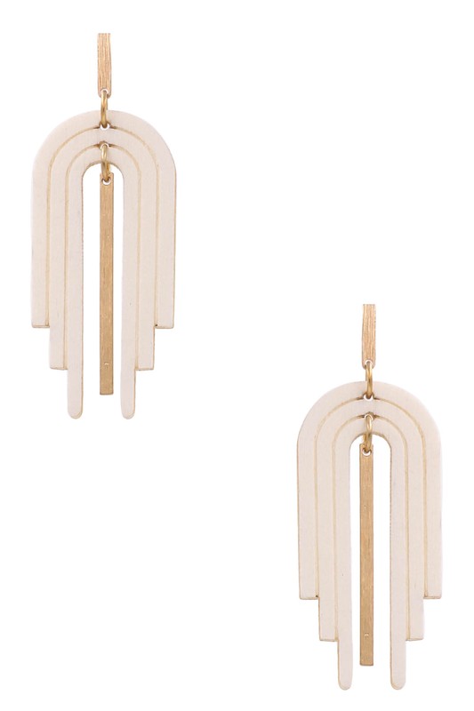 Wood U Drop Earrings (Ivory)