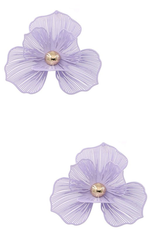 Lavender Matte Floral Earrings