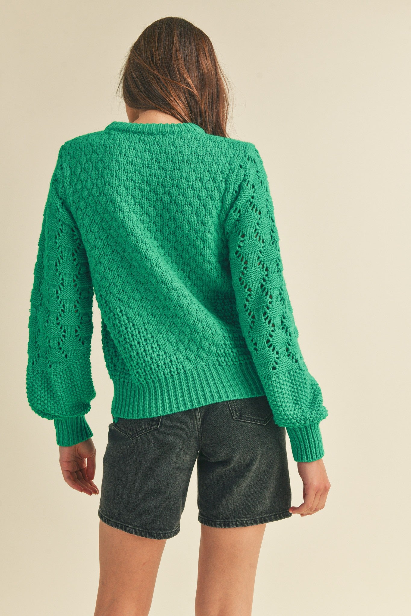 Pointelle Puff Sweater