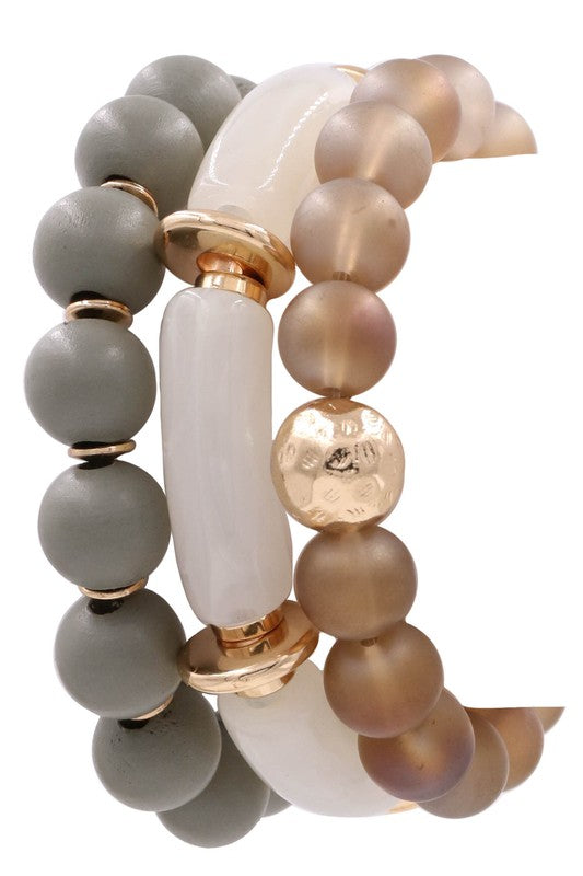 Wood Stone Bracelet Set