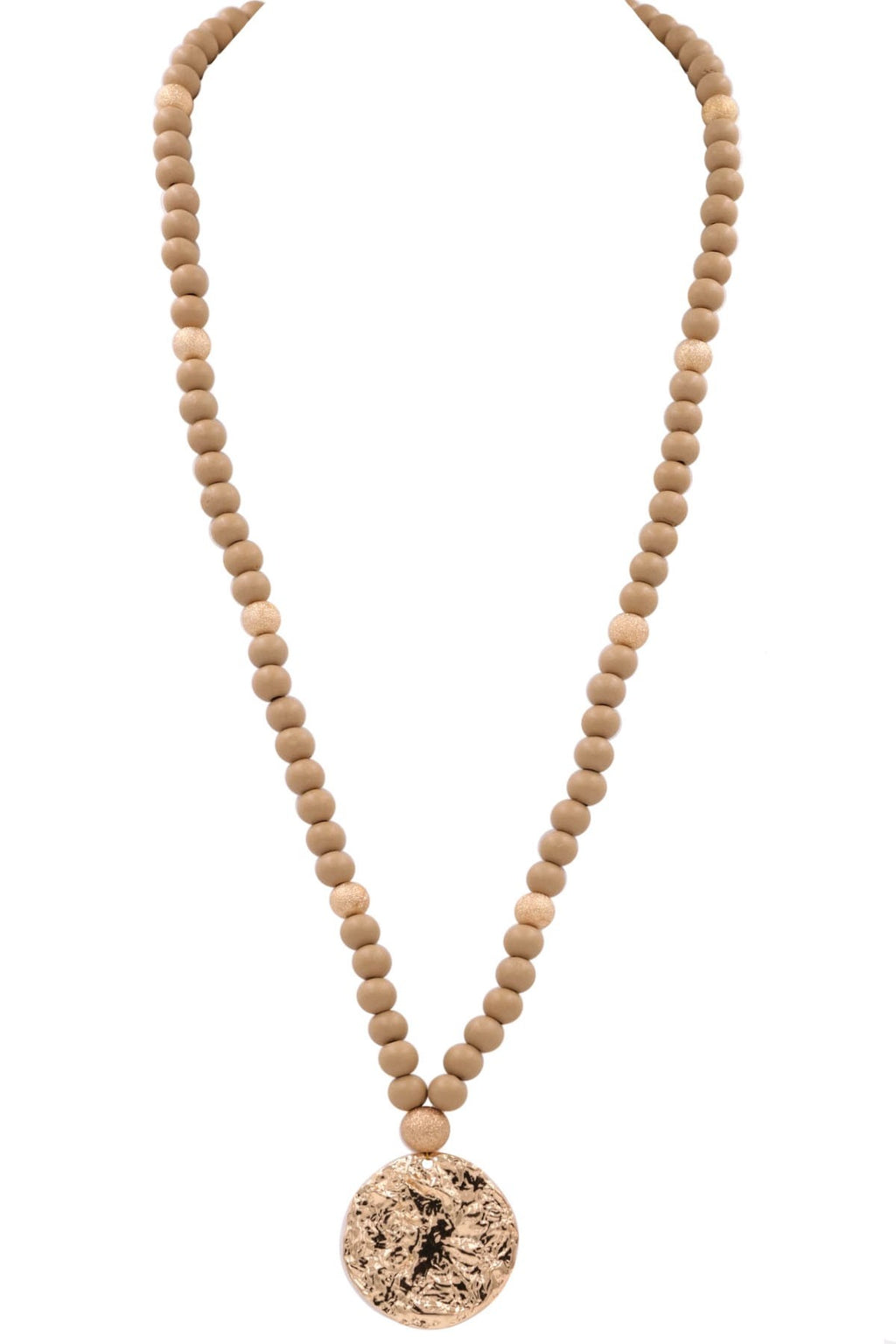 Metal Crumple Disc Pendant Necklace