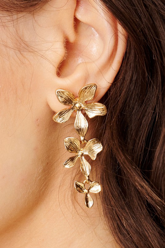 Floral Gold Dangle Earrings