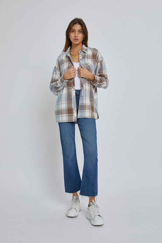 Sky Oversized Plaid Shirt