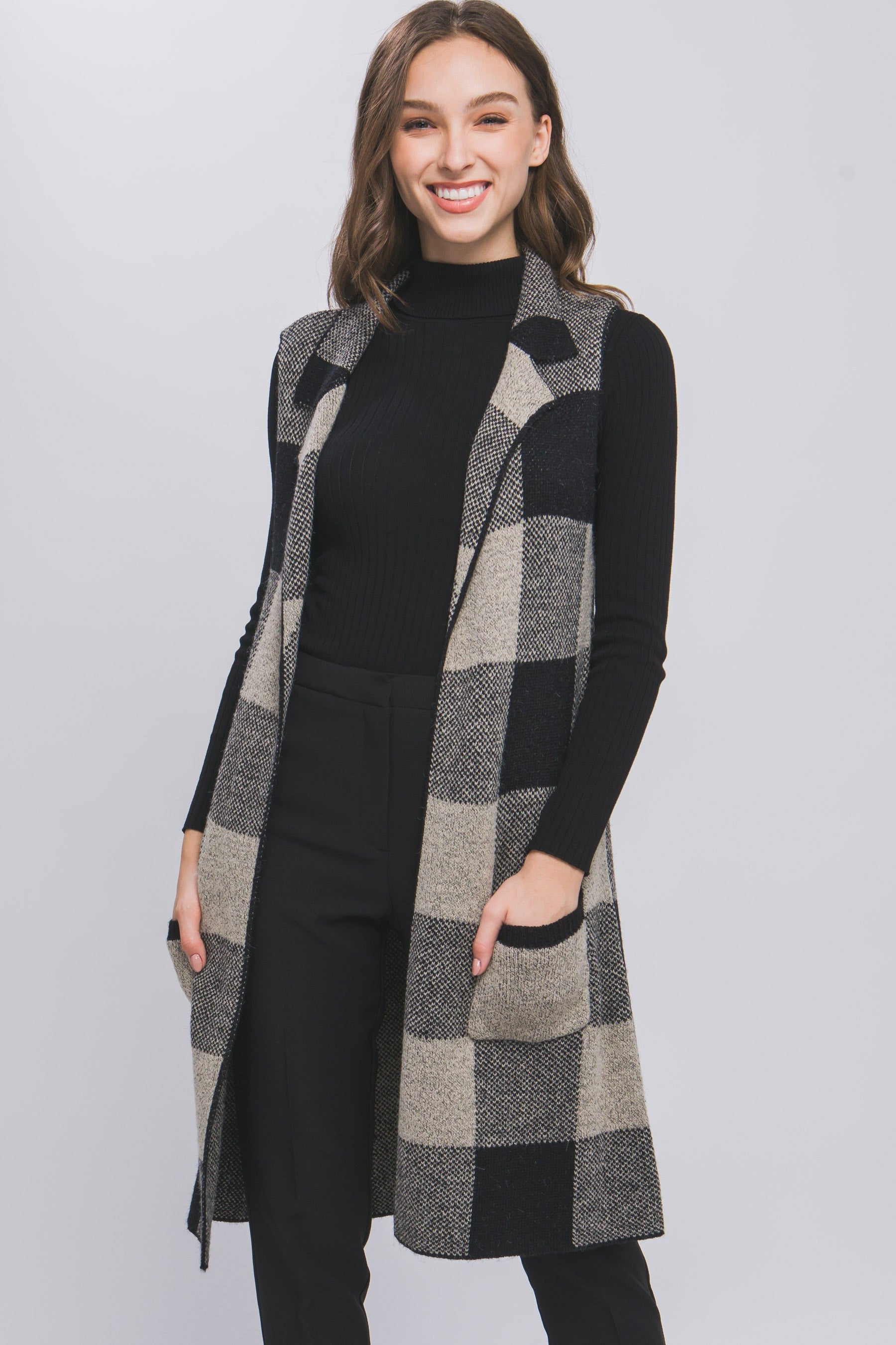 Black Open Sweater Vest