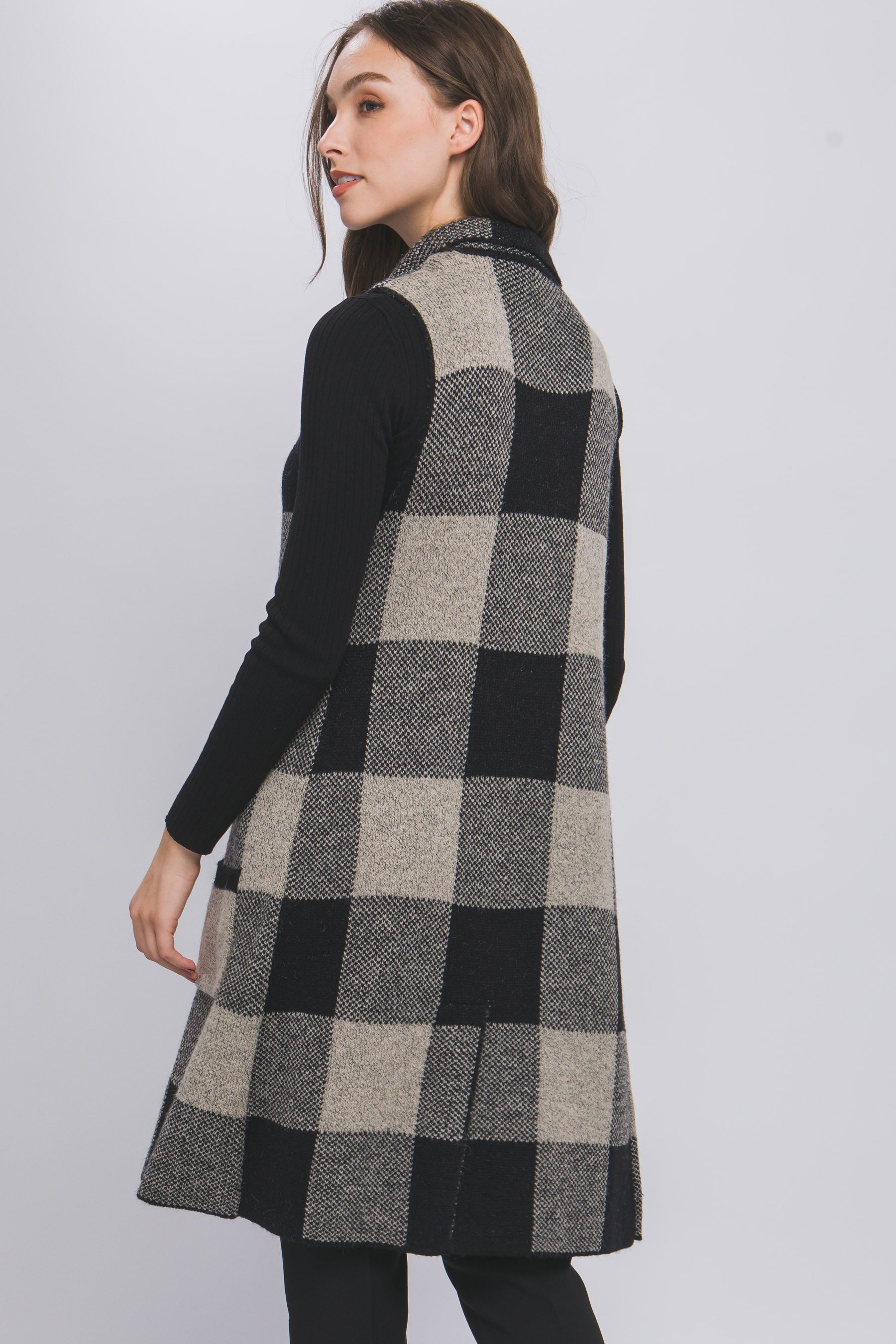 Black Open Sweater Vest