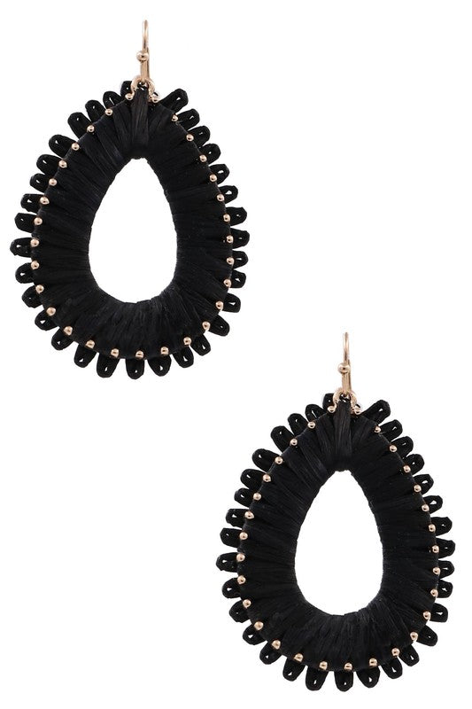 Raffia Teardrop Earrings (Black)