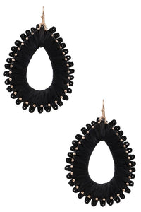 Raffia Teardrop Earrings (Black)