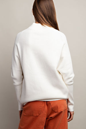Off White Turtle Neck Loose Fit Sweater
