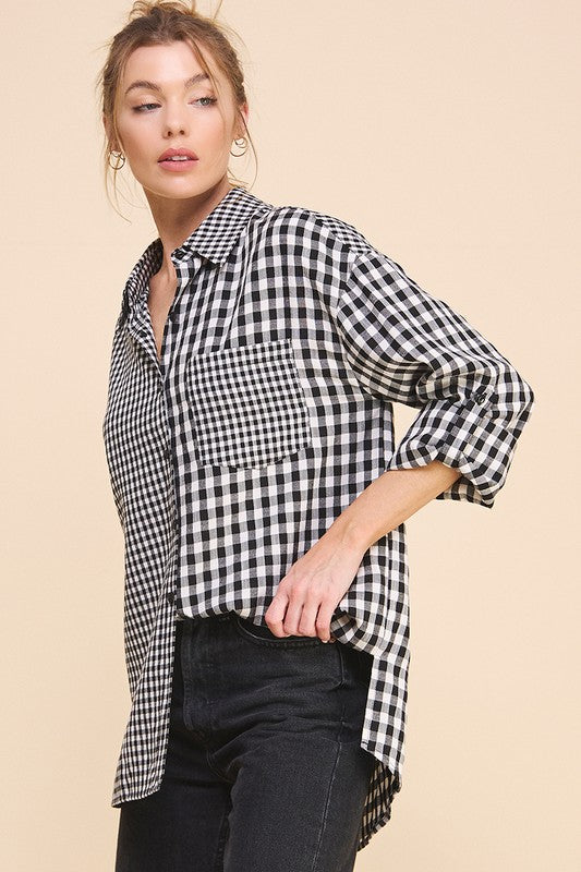 Black Gingham Button Up