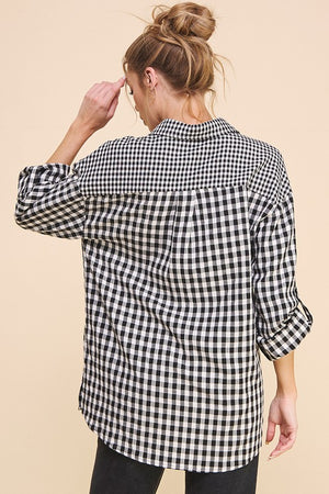 Black Gingham Button Up