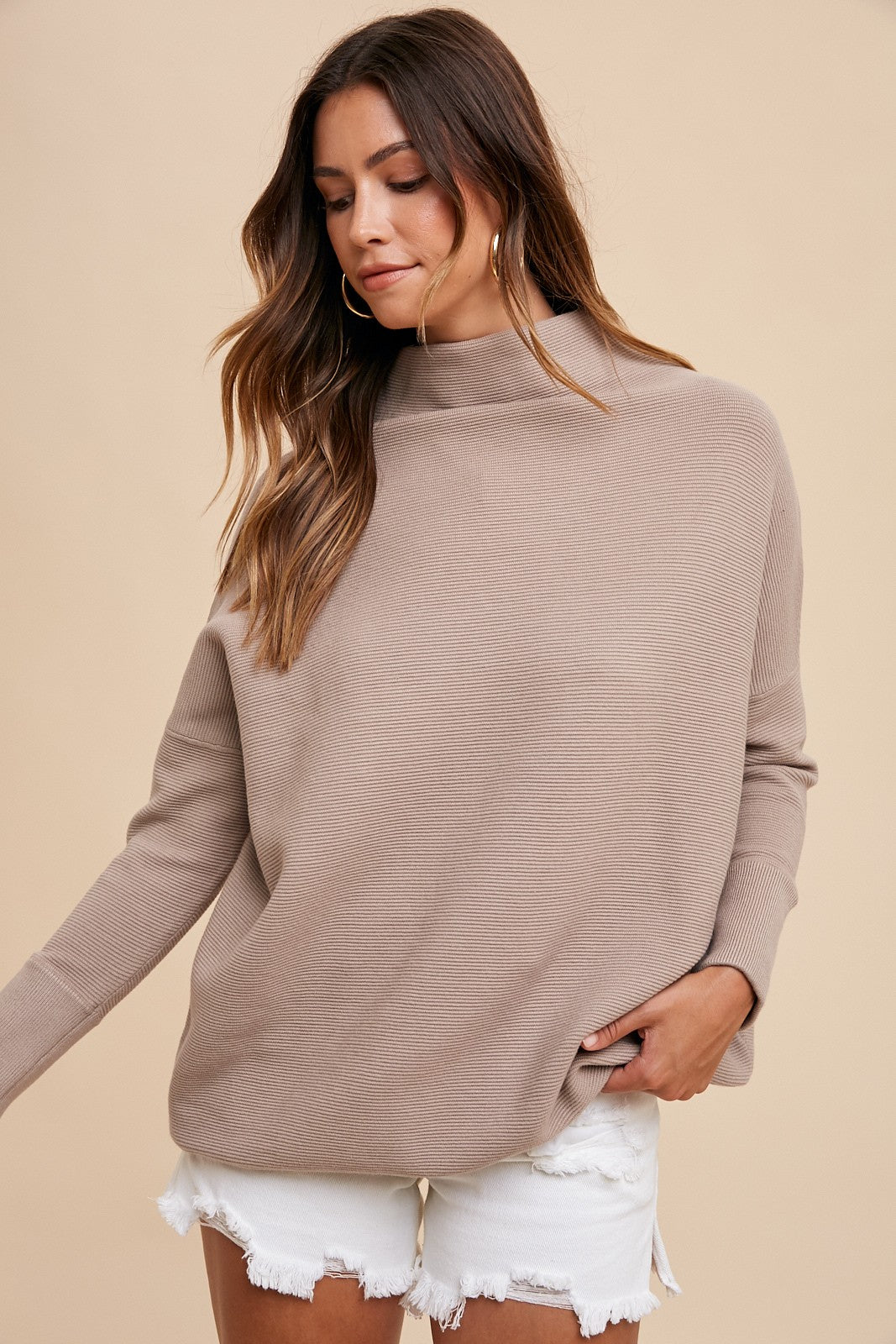 Mocha Oversized Fit Texture Sweater