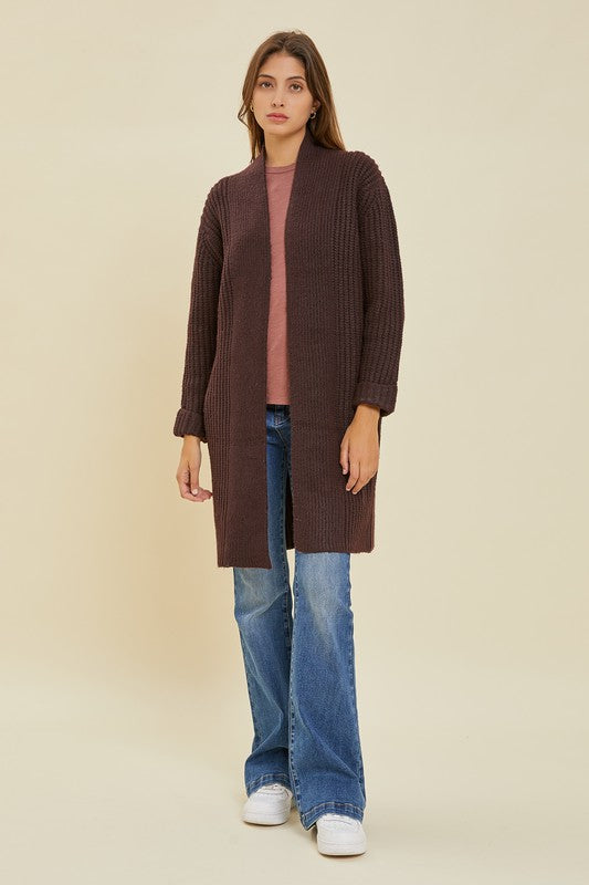 Chunky Cable Cardigan(Wine)