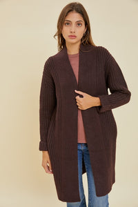 Chunky Cable Cardigan(Wine)