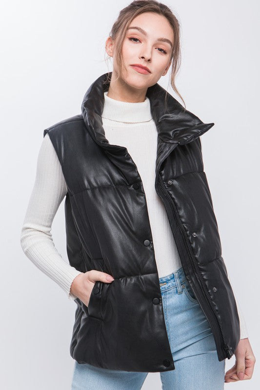 Black Faux Leather Vest