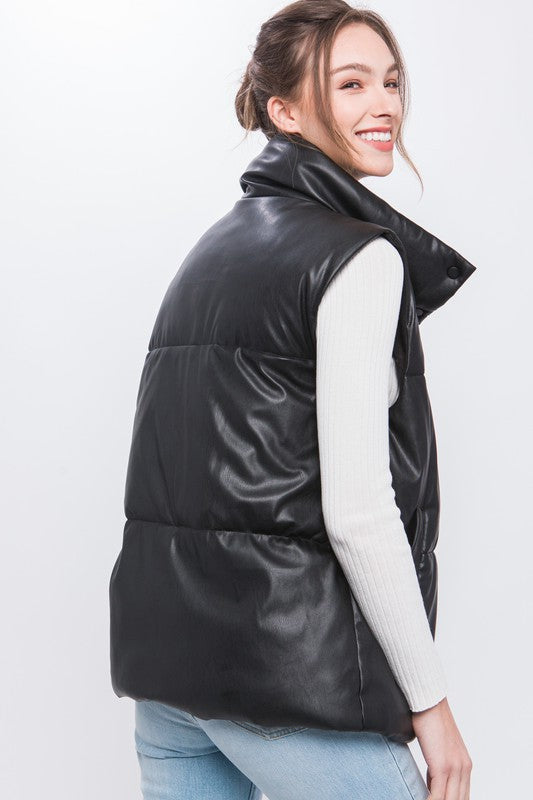 Black Faux Leather Vest