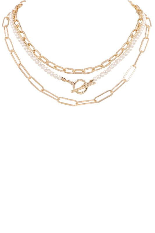 Gold Pearl Layer Necklace