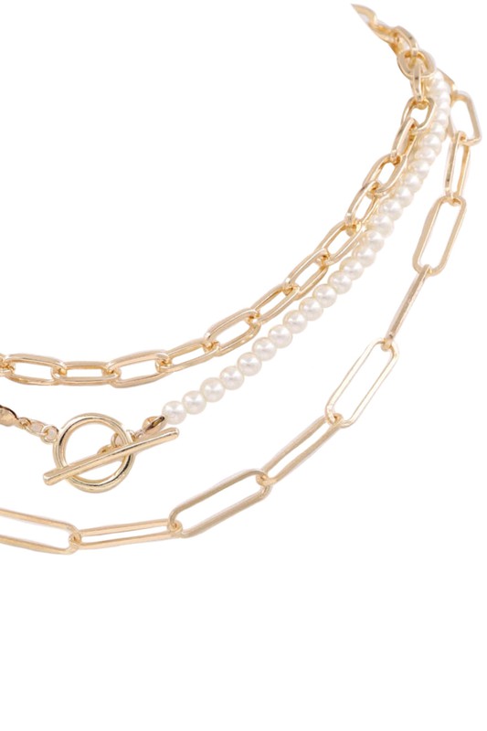 Gold Pearl Layer Necklace