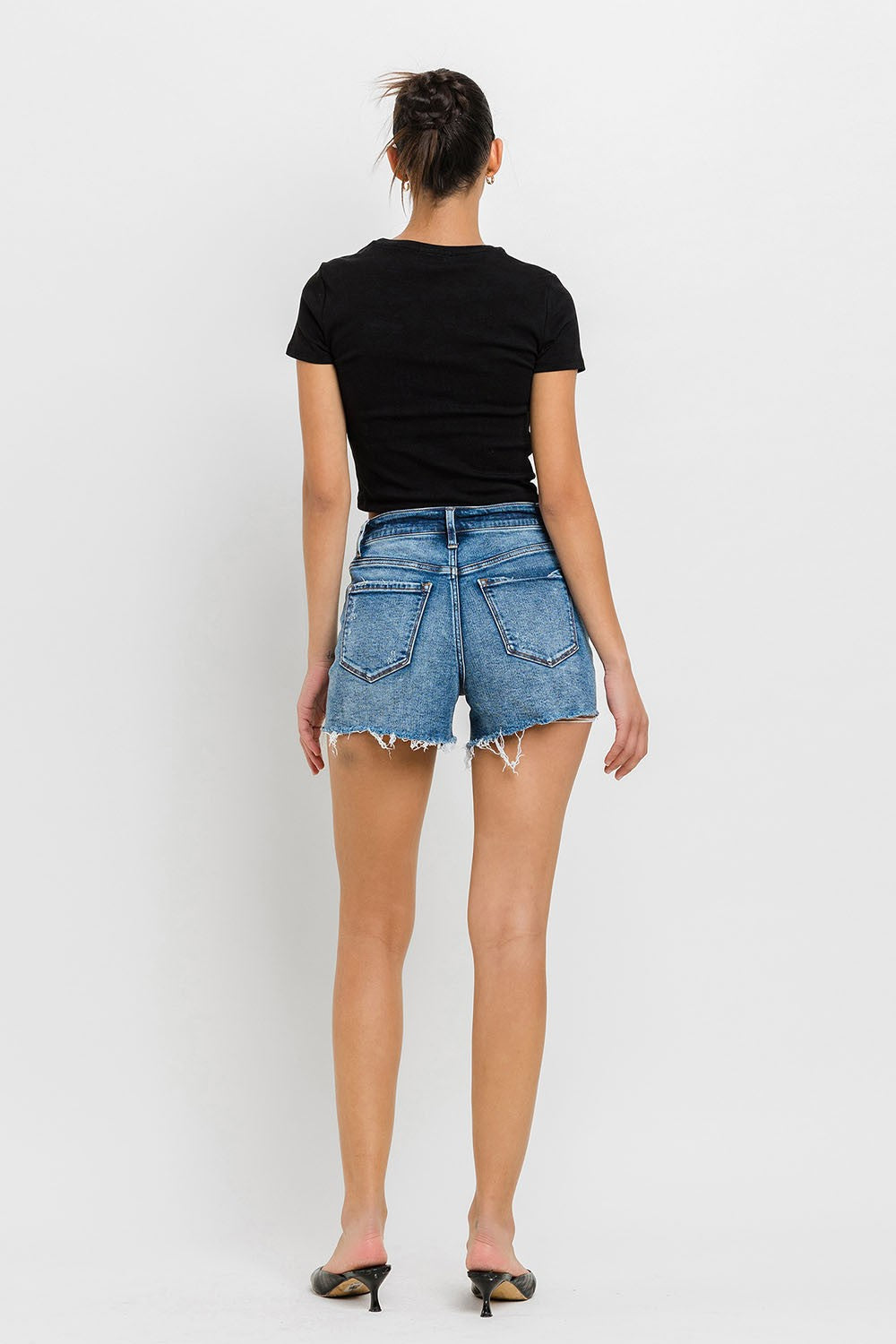 High Rise Raw Hem Shorts