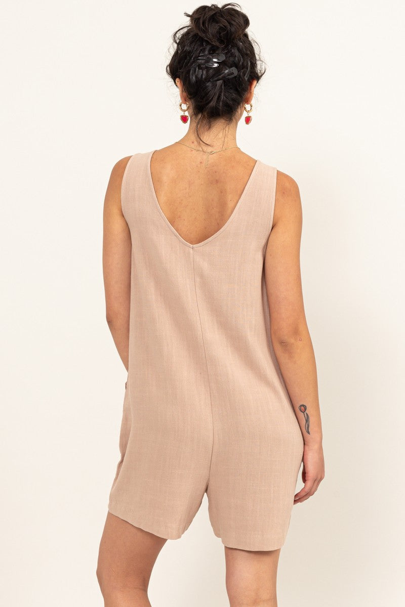 Tan Linen Romper