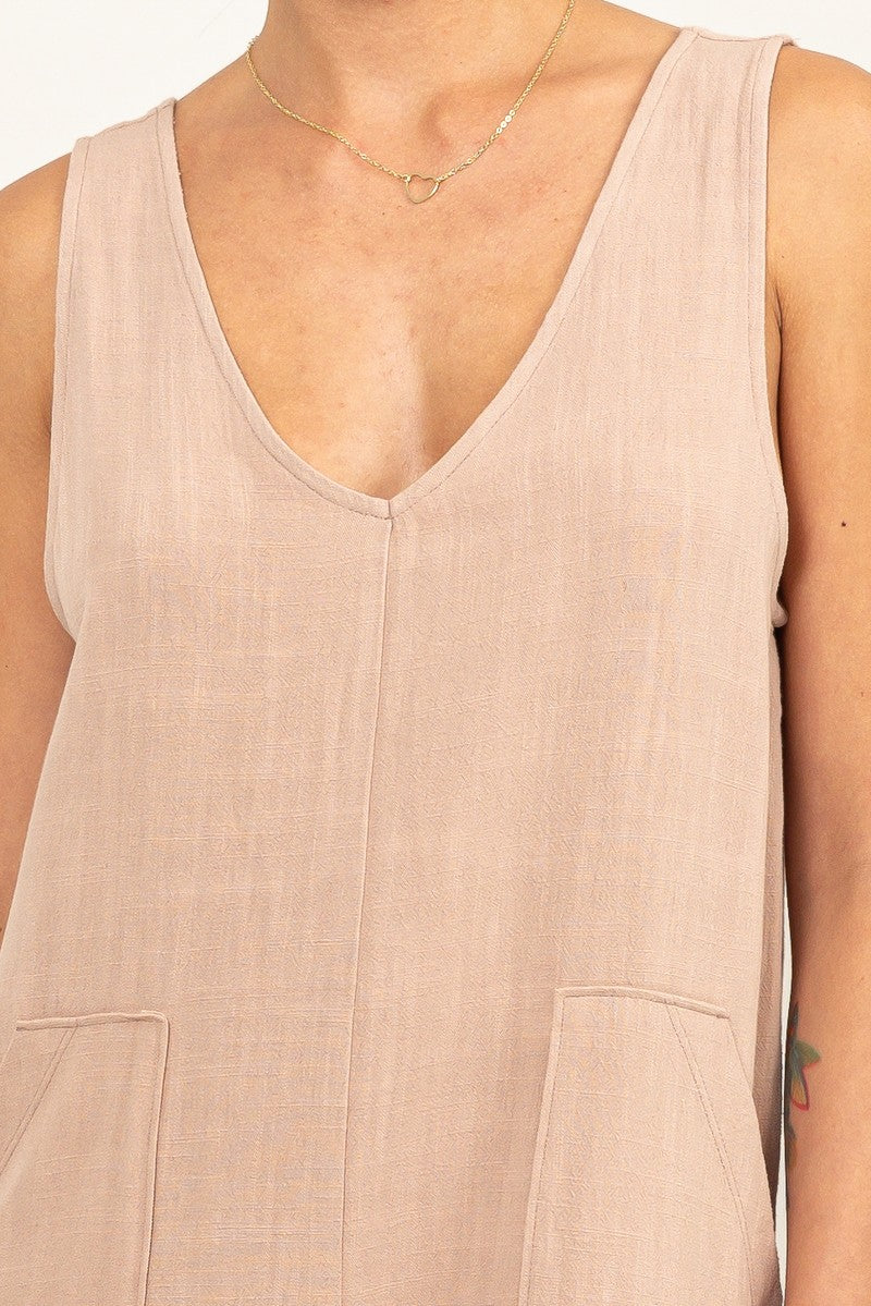 Tan Linen Romper