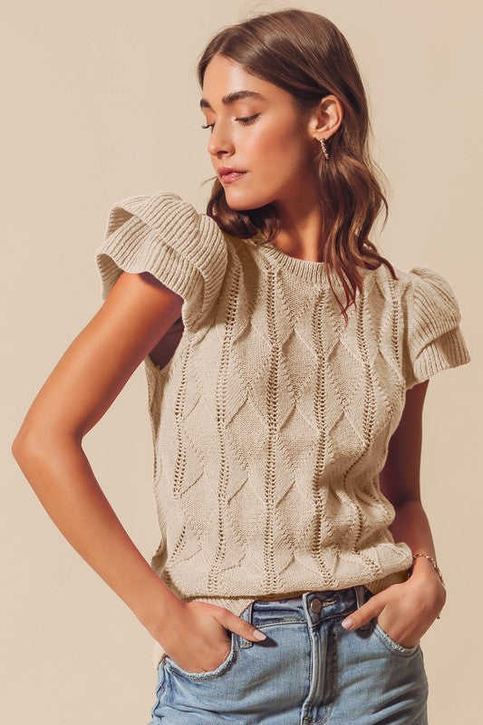 Oatmeal Braided Sweater