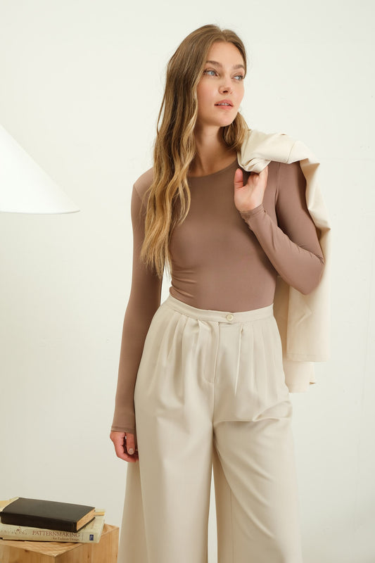 Taupe Long Sleeve Bodysuit