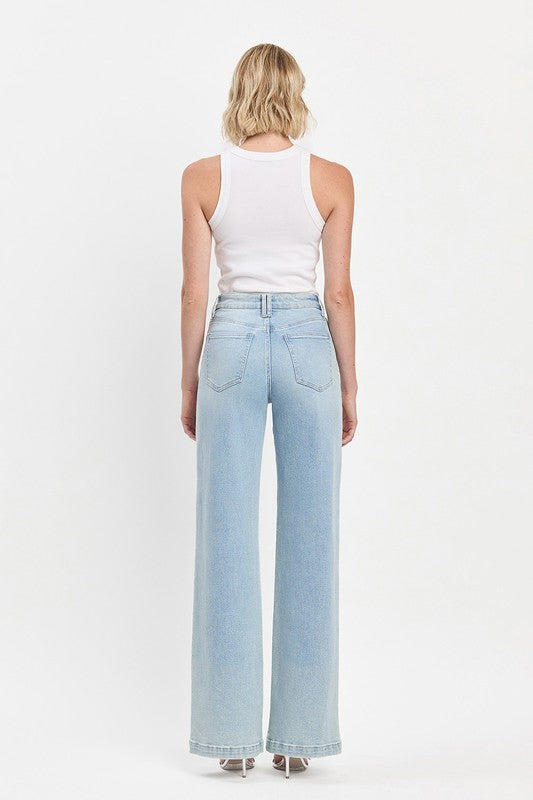 High Rise Light Wash Wide Leg Jeans