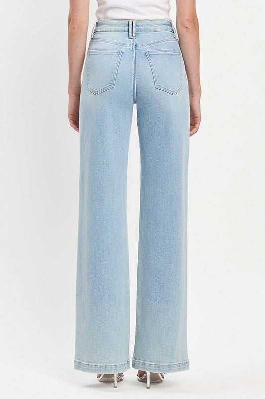 High Rise Light Wash Wide Leg Jeans