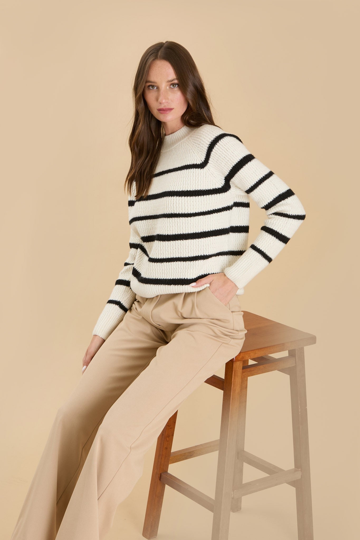 Stripe Mock Neck Sweater