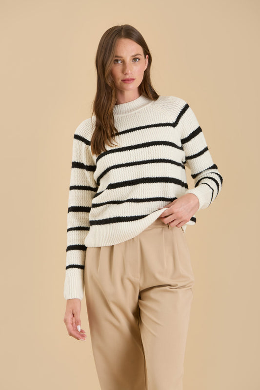 Stripe Mock Neck Sweater