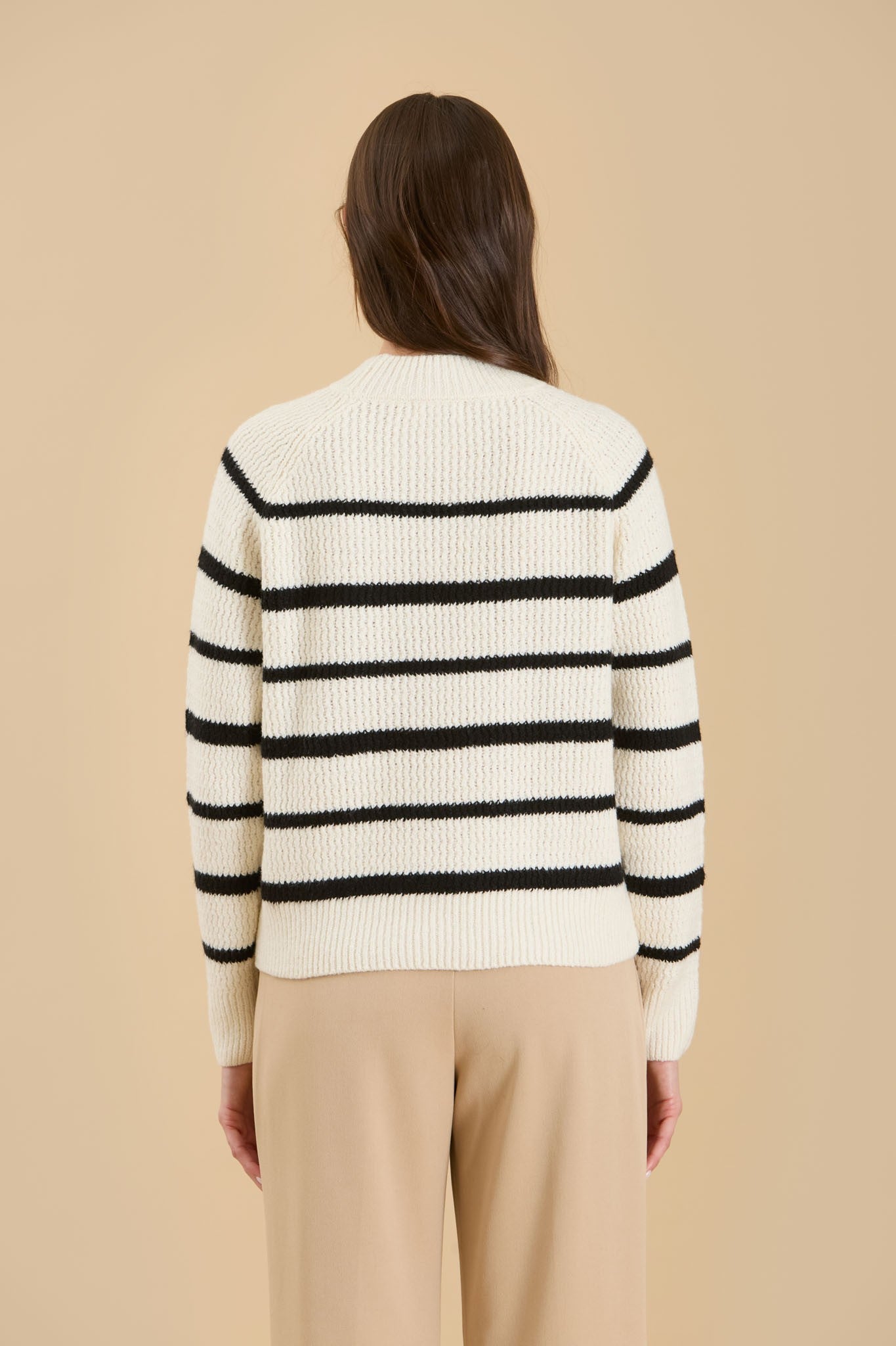 Stripe Mock Neck Sweater