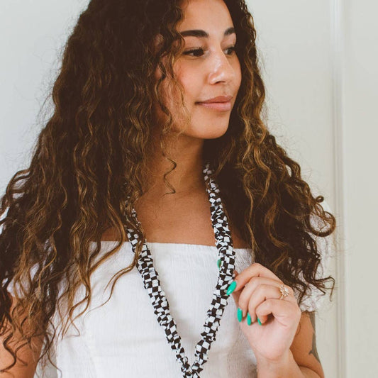 Black Checkerboard Lanyard