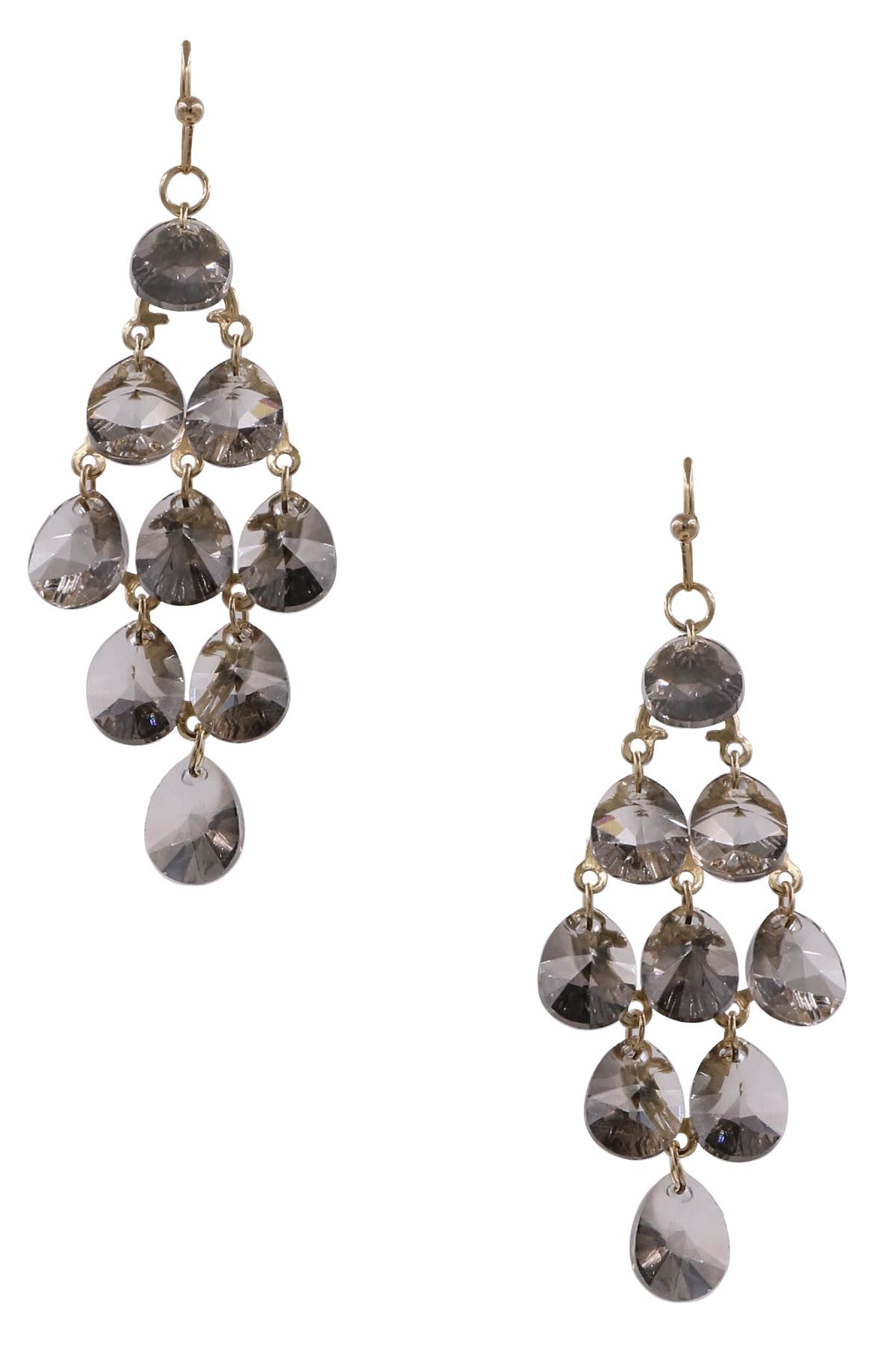 Grey Multi Glass Dangle Earrings
