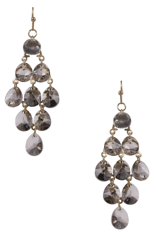 Grey Multi Glass Dangle Earrings
