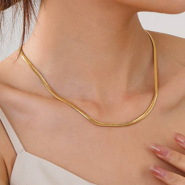 Herringbone Waterproof Tarnish Free Necklace