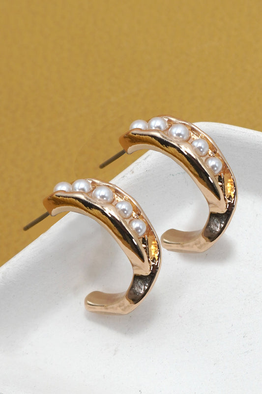 Intertwined Pearl Hoop Earrings