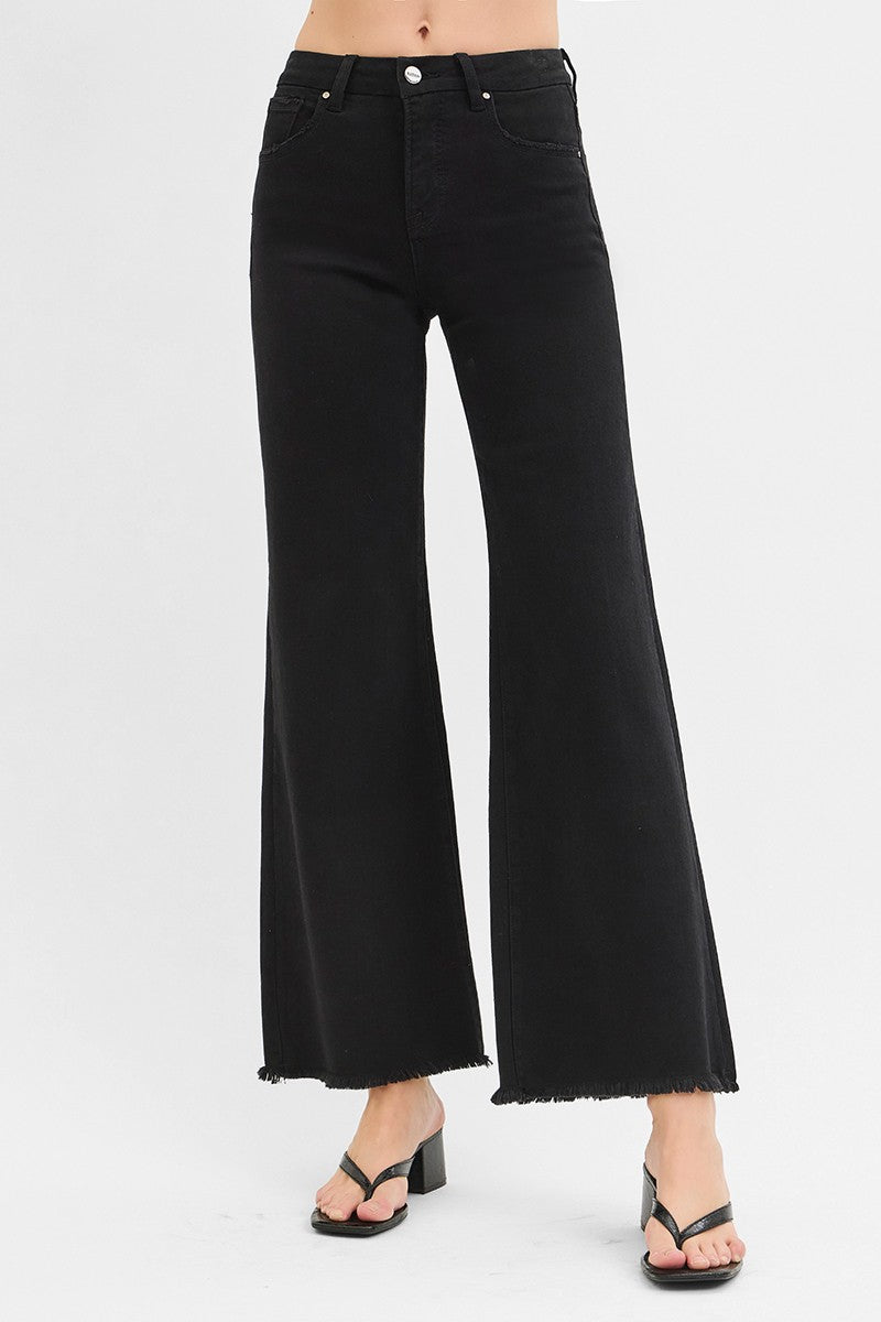 High Rise Wide Leg Black Denim