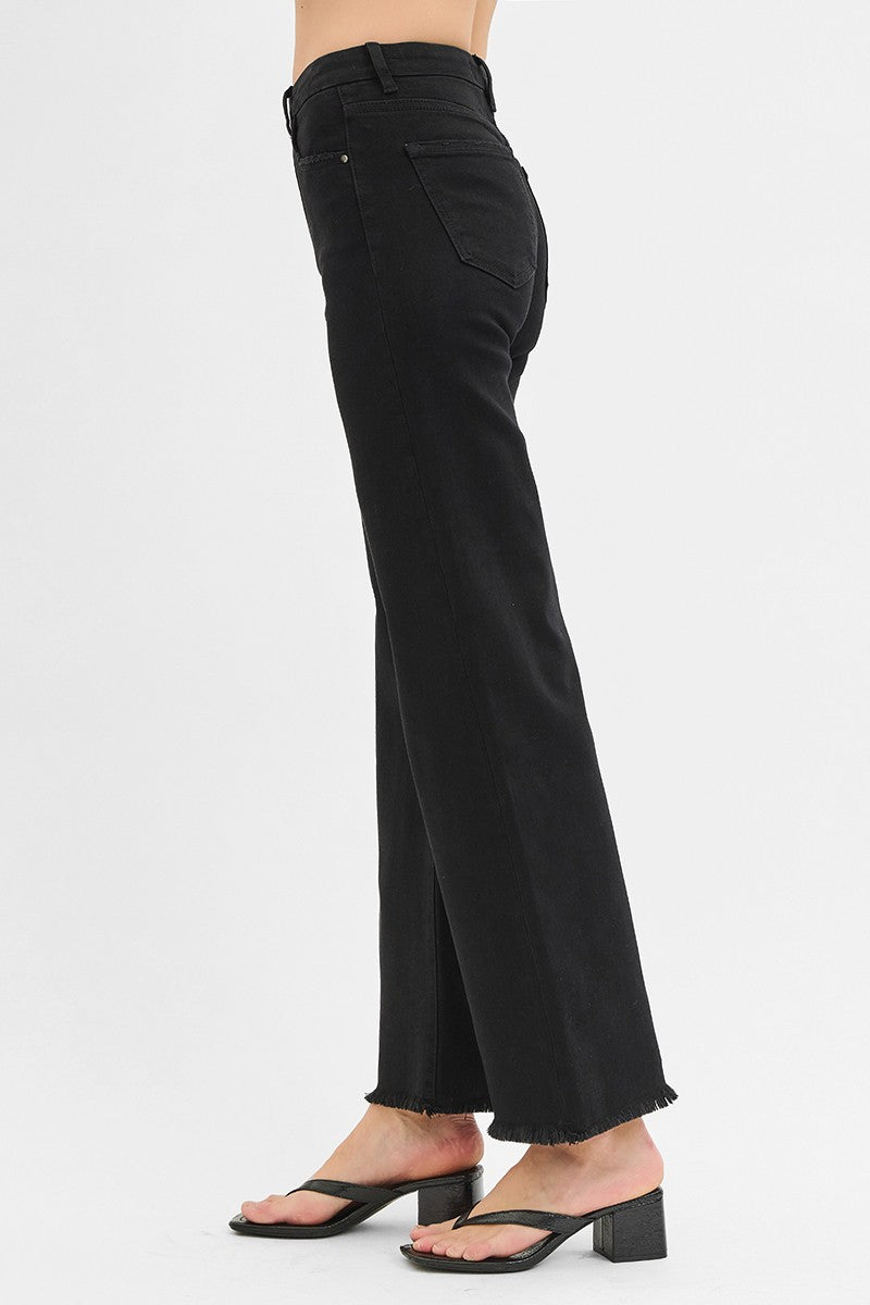 High Rise Wide Leg Black Denim
