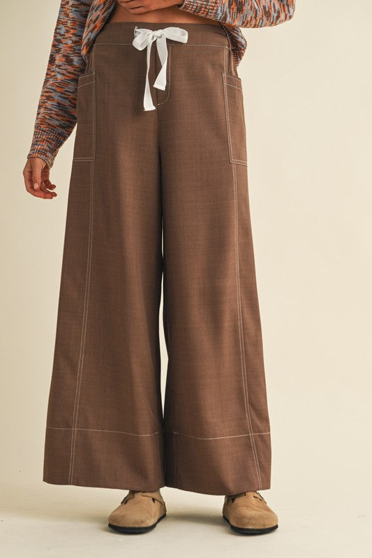 Mocha Stitch Wide Leg Cropped Pants